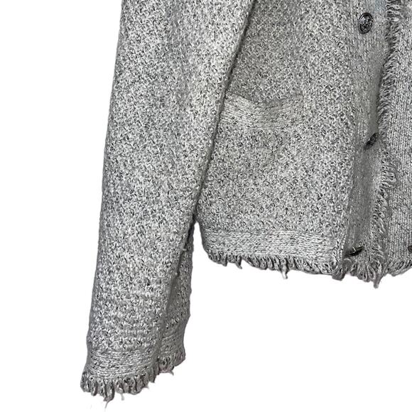 INC International Concepts Silver Metallic Knitted Tweed Sweater Jacket Large - Picture 3 of 9